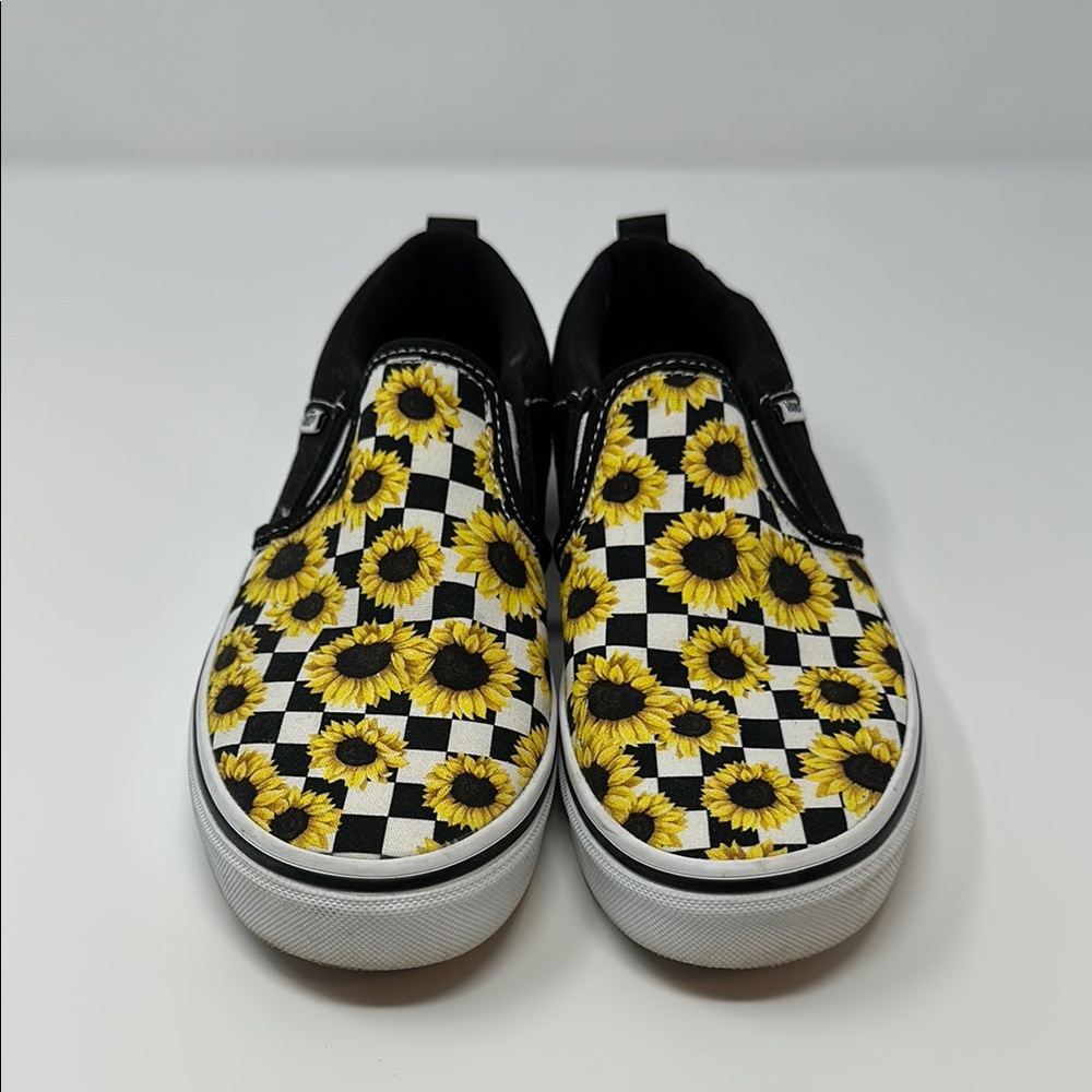 Vans Off the Wall Super-Cute Checkered Sunflower Slip On Shoes